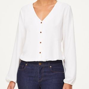 Loft Bodysuit, white with tortoise shell buttons